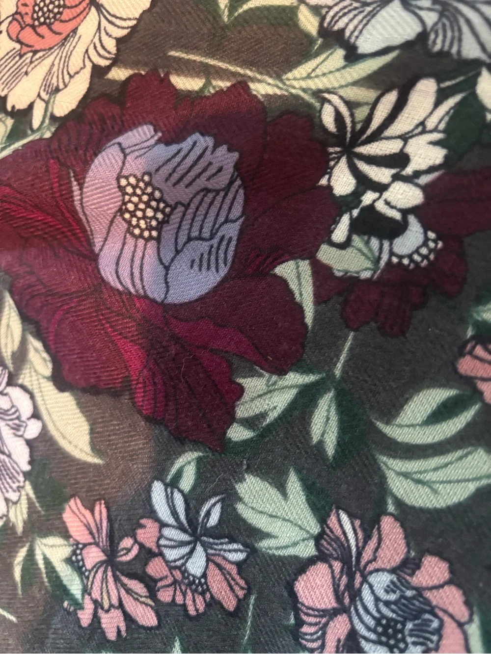 Loft Floral Print Charcoal/Black Wrap Scarf